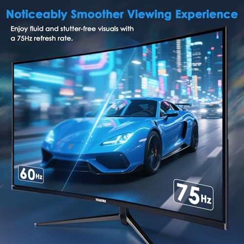 27-inch FHD(1920 x 1080) Monitor Curved, VA Panel, 75Hz, HDMI/VGA, Low Blue Light, Flicker-Free, 3-Side Frameless, VESA Mount, Slim Metal Stand, for Home Office Use, Black - Image 4