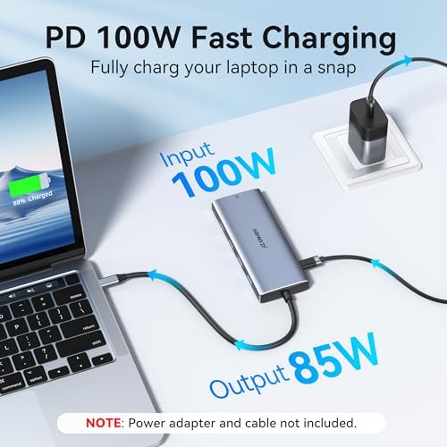 USB C Hub Multiport Adapter, ABIWAZY 10-in-1 USB C Hub for MacBook Pro/Air - Image 5