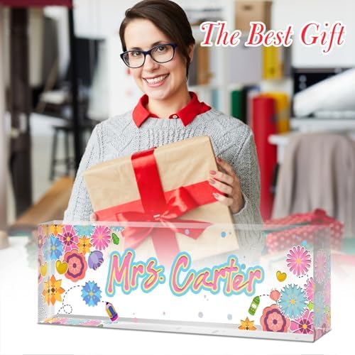 Custom Name Plate for Desk - Desk Name Plate Personalized - Acrylic Office Desk Accessories - Teacher Appreciation Gifts for Coworkers Employee Staff - Office Decor for Women Men (Teacher Gifts B) - Image 3