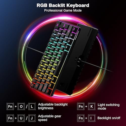 Snpurdiri 60% Wired Gaming Keyboard, 61 Keys RGB (Black) - Image 2