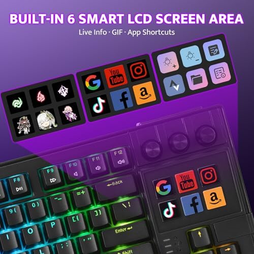 darkFlash K87PRO TKL Mechanical Keyboard with 6 LCD Stream Control Keys & 3 Media Knobs – Gasket Mount, Hot-Swappable RGB Gaming & Streaming Macro Keyboard for PC & Mac (Black) - Image 2