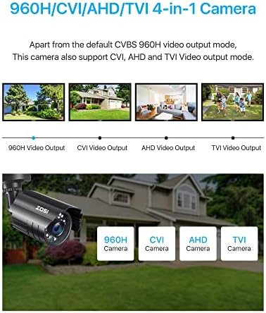 ZOSI 1080P CCTV Camera Outdoor Indoor Hybrid 4 in 1 HD TVI/CVI/AHD/CVBS Home Security Cameras System,Night Vision,Waterproof Metal Housing Bullet Cam For 960H,720P,1080P,5MP,4K analog Surveillance DVR - Image 2