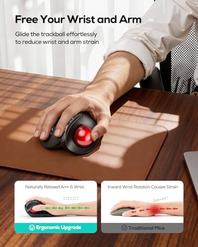 Nulea Wireless Ergonomic Vertical Trackball Mouse Thumb Control - Image 6