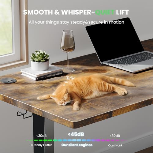 SIAGO Brown 48x24 in Electric Standing Desk, 0.8 Inch Thick Tabletop - Image 7