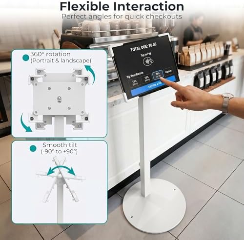 Anti-Theft iPad Kiosk Stand, Adjustable Tablet Floor Stand for POS Checkout - Image 5