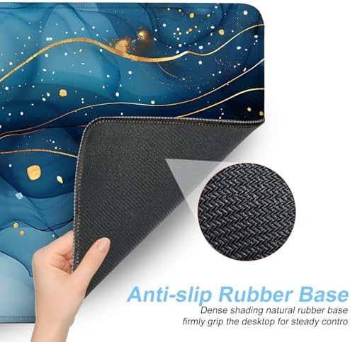 Marble Mouse Pad XXL – Large Blue Gold Marble Texture Desk Mat, Extended Non-Slip Mousepad for Office, Home, Workstation, Elegant Aesthetic Decor,31.5 x 11.8 in - Image 3