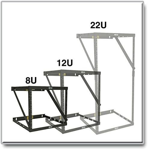 Tripp Lite 8U/12U/22U Expandable Wall-Mount 2-Post Open Frame Rack, Adjustable Network Equipment Rack, Switch Depth, 18" Deep, 5 Year Warranty (SRWO8U22), black, 17.8 (8U) , 24.8 (12U), 42.3 (22U) x 20.11 x 18.24 - Image 3
