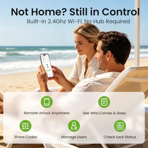 GHome Smart Palm Vein Door Lock, Built-in WiFi Keyless Entry for Front Door - Image 4