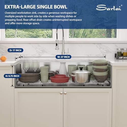 Sarlai 39 Kitchen Sink Undermount 39 x 19 Inch Undermount Sink Workstation - Image 5