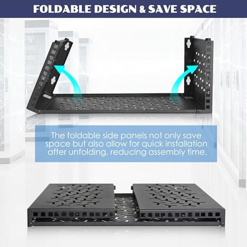4U Wall-Mount & Desktop Server Rack, 12" Depth, Foldable with 1U Blank Panel - Open Frame for Shallow Servers/IT Gear/Switches &19" Standard Devices - Image 3