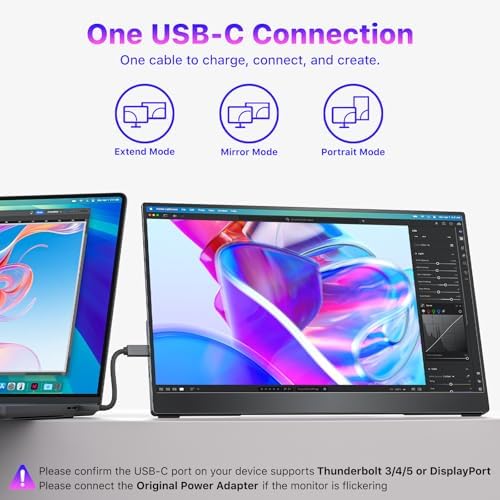 VisionOwl Portable Monitor for Laptop, IPS USB-C HDMI Travel Second Monitor for MacBook Pro Air, PC, PS5, Xbox, Portable Second Screen, Built-in Kickstand, Speakers, VESA Mountable, 15.6 Inch - Image 3