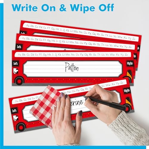 40 PCS Desk Name Tags, Waterproof Desk Nameplates with Alphabet, Number Line 1-30 Erasable and Reusable Traditional Manuscript Name Plate for Classroom School Student (12” x 3.5”) - Image 6
