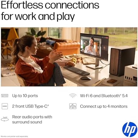 HP OmniDesk Next Gen AI PC Business Desktop PC, Intel Core Ultra 7 265 Processor, 32GB DDR5 RAM, 2TB SSD, Keyboard & Mouse, Intel Graphics, Microsoft Copilot, Wi-Fi 6, Bluetooth, Windows 11 Pro - Image 5