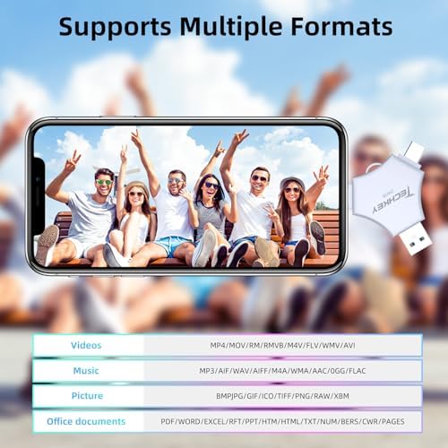 MFi Certified USB 3.0 Flash Drive 256GB for iPhone, 3in1 External Memory Photo Keeper Storage Stick for Picture/Video/Data Saver/Backup, High Speed Thumb/Jump/Hard Drives for iPhone/iPad/Android/PC - Image 3