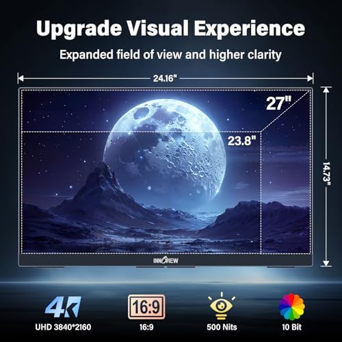 InnoView 27 Inch Monitor Dual Mode 4K UHD 120Hz/FHD 288Hz Larger Monitor, USB-C HDMI Computer Display HDR IPS Gaming Monitor, Kickstand, Speakers, for PC, MAC, Phone, PS4, Xbox, Switch - Image 5