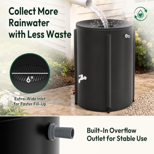 VINGLI Collapsible Rain Barrel Portable Rain Water Collection (Black, 132 Gallon) - Image 5
