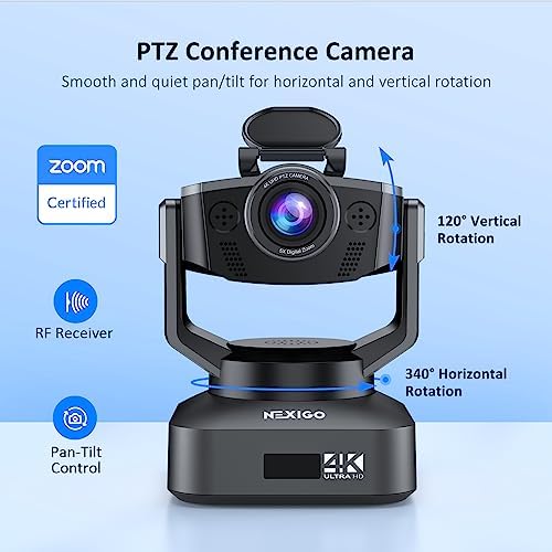 Zoom Certified, NexiGo N990 (Gen 2) 4K PTZ Webcam, Video Conference Camera System with 5X Digital Zoom, Sony_Starvis Sensor, Position Preset, Dual Stereo Mics, 3.5mm Audio Jacks for External Mics - Image 2