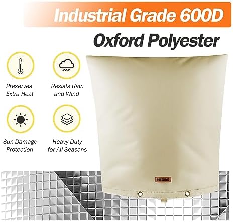 TOHONFOO Backflow Preventer Cover, Pipe Freeze Insulation, 24"Wx26"H, Beige - Image 6