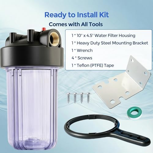 WH-C10HD 10" x 4.5" Whole House Water Filter Housing, Clear - Image 4