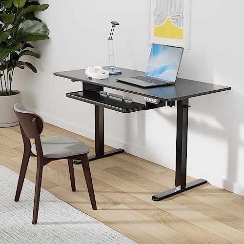 ErGear Electric Standing Desk with Keyboard Tray, 55x28 Inches Adjustable Height Sit Stand Up Desk, Home Office Desk Computer Workstation, Black - Image 2