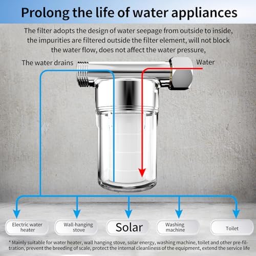Brass pre-filter for Water Filtration, Compatible with Dishwashers, Washing Machines & Water Heaters,T-Shape Sediment Filter (Cotton core + 4 cores) - Image 3