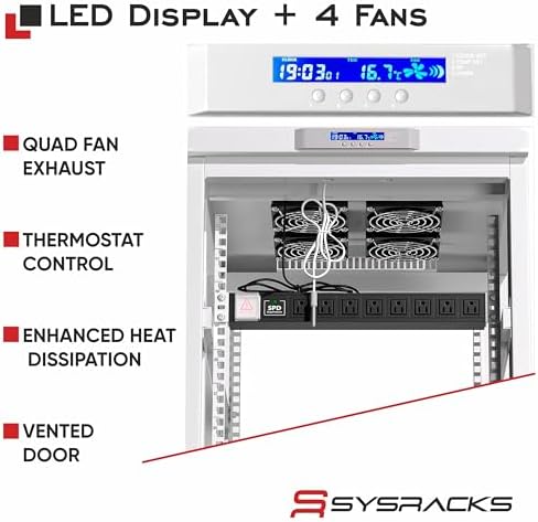 22U Server Rack Cabinet, 35" Deep, Glass Door, 19-Inch - Image 4