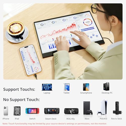 AYY 4k Portable Monitor Touchscreen, 13.4" 3840x2160 Second Screen 100% sRGB,400cd HDR USB C Ultra Slim IPS Laptop Monitor, for Mac Switch - Image 5