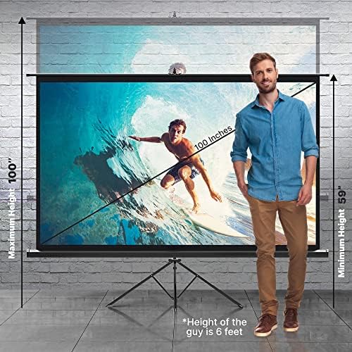 Pyle Projector Screen with Stand - 100-Inch Floor Standing Portable Fold-Out Rollup Matte for Projection, Includes Tripod, Great for Indoor/Outdoor Presentation, Quick Assembly - Image 3