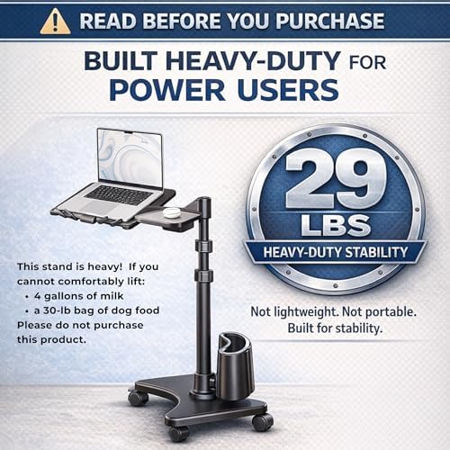LEVO G2 Deluxe Rolling Laptop Stand, Height-Adjustable Desk with Mouse Tray - Image 5