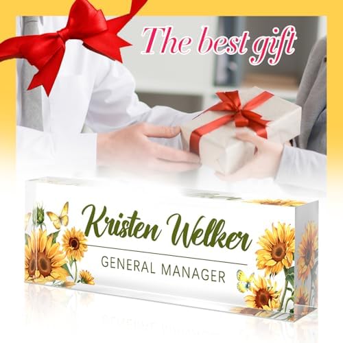 Custom Office Name Plate for Desk - Desk Name Plate Personalized Gifts for Coworkers, Boss, Employees, Teacher, Nurse - Office Desk Decor for Women Men - Employee Appreciation Gifts (Sunflower-1) - Image 6