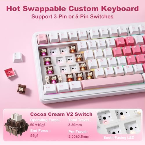 YUNZII B75 PRO MAX 75% Mechanical Keyboard (White Heart,Cocoa V2) - Image 5