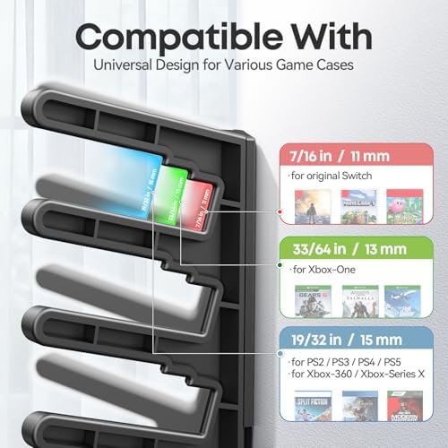 Video Game Storage Wall Mount for Switch/PS5/PS4/Switch2/XBX Game Case Holder, Gaming Shelf Mount Gamecase Organizer Up to 72PCS, Wall-Mounted Gaming Display Stand Tower for Gift, 8 Pack, Black - Image 3
