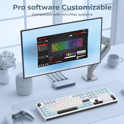 Redragon K771 Wireless Mechanical Keyboard, 108-Key Gaming Keyboard with 4 Extra Hotkeys, 5-Layer Noise Dampening, Pre-lubed Linear Switches, Hot-swap Custom RGB Keyboard for PC/Mac - Blue&White - Image 6