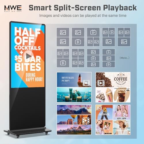 MWE 55 Inch 4K Digital Signage Display Kiosk, LCD Screen Indoor Floor Standing Advertising Displays, Android System Commercial Totem with Custom Service, Vertical Poster with Auto Media Player - Image 5