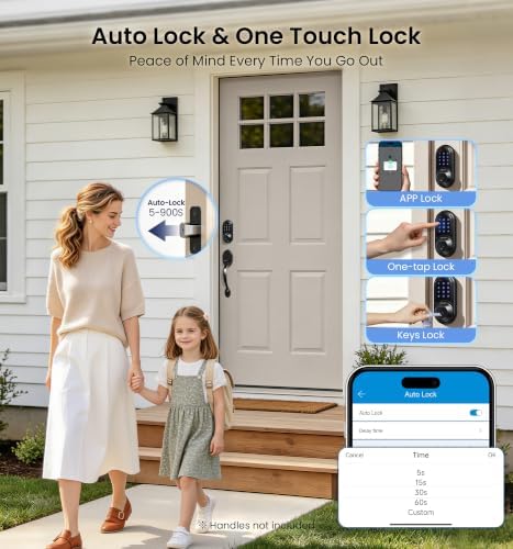 Veise RZ07 Fingerprint Smart Door Lock Deadbolt, App Control, Matte Black - Image 3