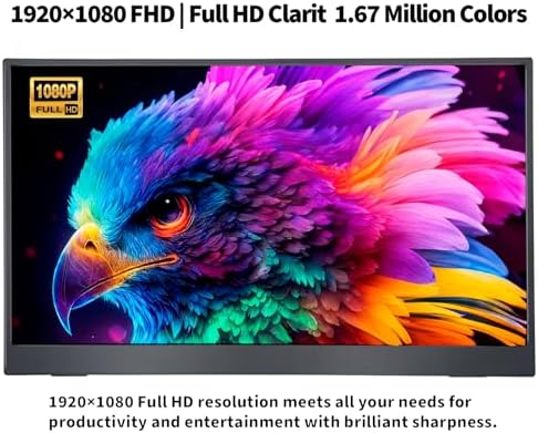 15.6 Inch Portable Monitor, 1080P FHD 60Hz IPS Screen, 72% sRGB HDMI USB-C External Monitor for Laptop PC MacBook Phone Xbox PS5/4, Travel Second Display with Kickstand - Image 3