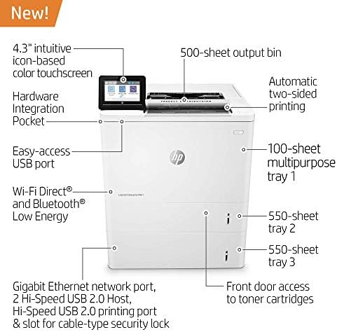 HP Laserjet Enterprise M611x Monochrome Duplex Printer with Dual-Band Wi-Fi and Extra Paper Tray (7PS85A) (Renewed) - Image 2