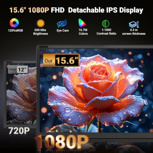 15.6" Laptop Screen Extender, Detachable Portable Monitor for Work & Travel - Image 2