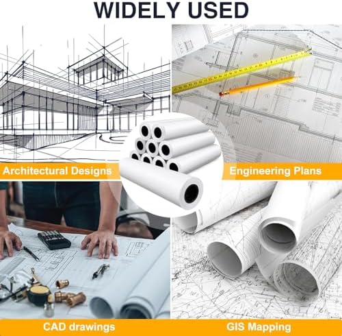 VOISEN Wide Format Paper, 2 Rolls Plotter Paper 24 In x 150 Ft - Image 4