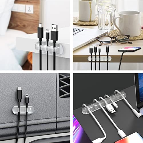 INCHOR Cord Organizer, Clear Cable Clips Cable Management, Cable Organizers USB Cable Holder Wire Organizer Cord Clips, 2 Packs Cord Holder for Desk Car Home and Office (5, 3 Slots) - Image 7