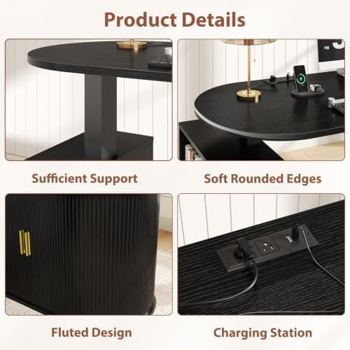 HSH Electric Standing Desk with Storage Cabinet Black 60" Home Office Desks - Image 3