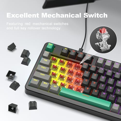 AK96 Red Switch Mechanical Keyboard 96 Keys, Black - Image 4