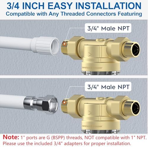 90 Micron Disc Spin Down Sediment Filter, Reusable ＆ Anti-Clog Whole House Water Filter, Pre-Filtration System for City/Well Water, 3/4" MNPT, BPA Free - Image 5