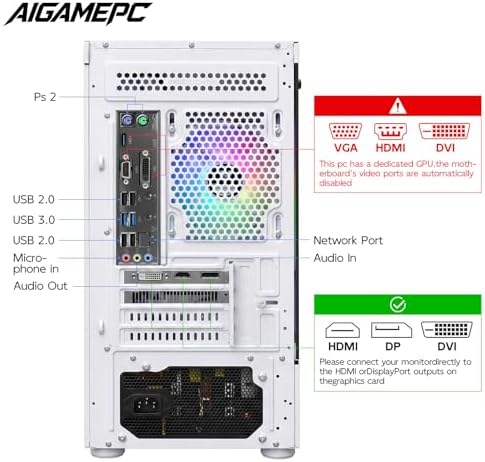 Gaming PC Desktop Computer, Intel Core i7 up to 4.0GHz, Radeon RX 580 8G, 16G RAM, 512GB M.2 SSD, BX3 550W 80PLUS Bronze PSU, WiFi 5, RGB Fan x5, Windows 11 Home, White PC - Image 4