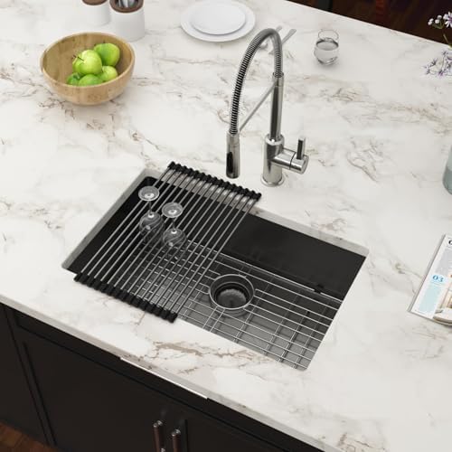 28 Inch Black Undermount 16 Gauge Stainless Steel Kitchen Sink - Image 2