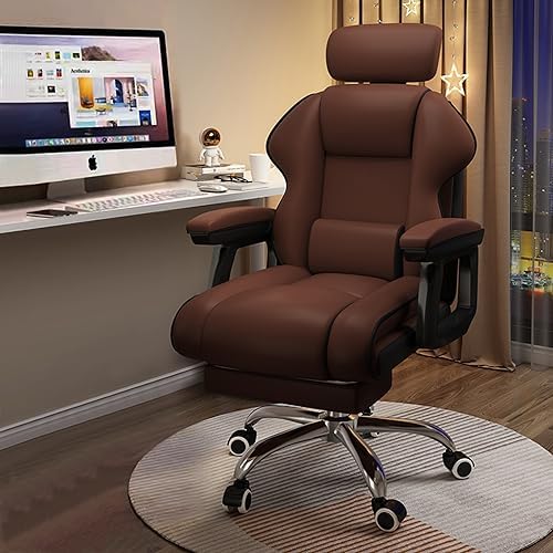 Executive Computer Chair Home Office Desk Chair,Adjustable Angle, Ergonomic Adjustable Height PU Leather Chairs with Cushions Armrest for Long Time Seating-High Office Chair with Footrest by XUEGW