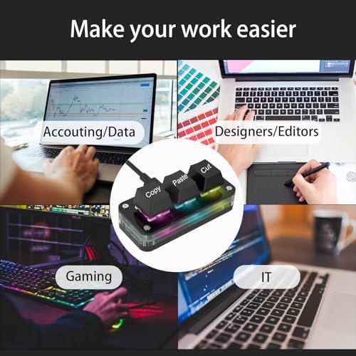 Copy Keyboard, Cut Copy Paste Keypad, One Handed Macro Keypad, Programmable Mechanical Keyboard for Working and Gaming, Shortcut Keyboard for PC, MAC, Laptop (Black) - Image 4