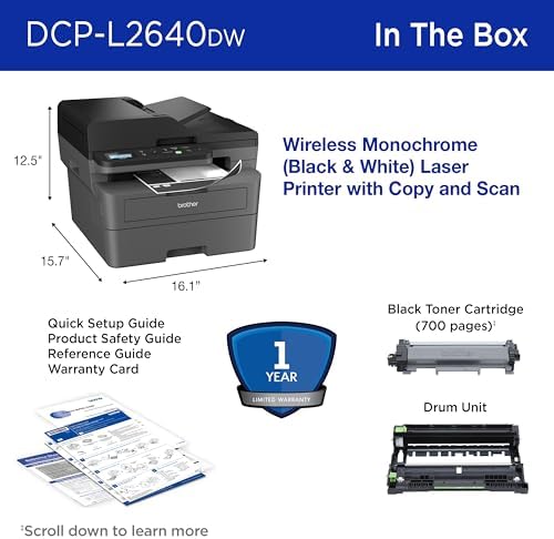 Brother DCP-L2640DW Wireless Compact Monochrome Multi-Function Laser Printer with Copy and Scan, Duplex, Black & White Output | Includes Refresh Subscription Trial(1), (Renewed Premium) - Image 6