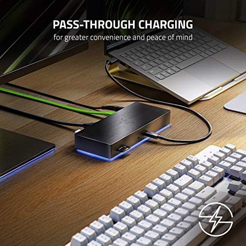 Razer Thunderbolt 4 Dock: 10 Ports in 1-Dual 4K or Single 8K Video Output-USB A and C Hub,2.5 GbE Thunderbolt 3,Mac,and PC Compatible-Thunderbolt 4 Certified-Passthrough Charging-Chroma (Pack of 3) - Image 6