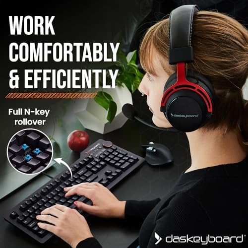 Das Keyboard 4 Professional Wired Mechanical Keyboard, Cherry MX Blue Mechanical Switches, 2-Port USB 3.0 Hub, Volume Knob, Aluminum Top (104 Keys, Black) - Image 3
